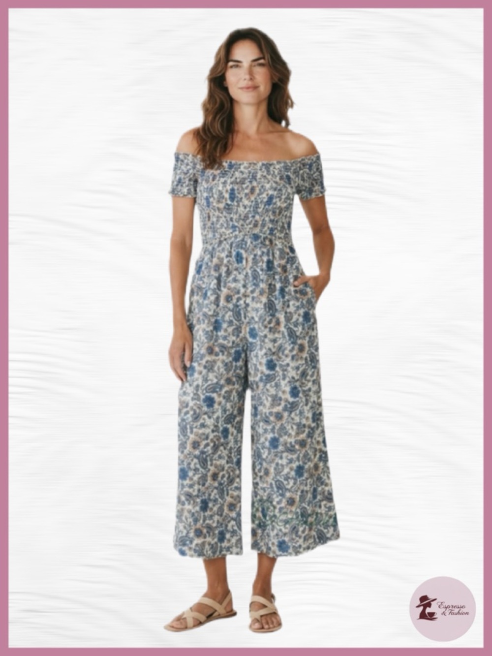 NWT Patrons of Peace Boho Style Smocked Wide Leg Jumpsuit